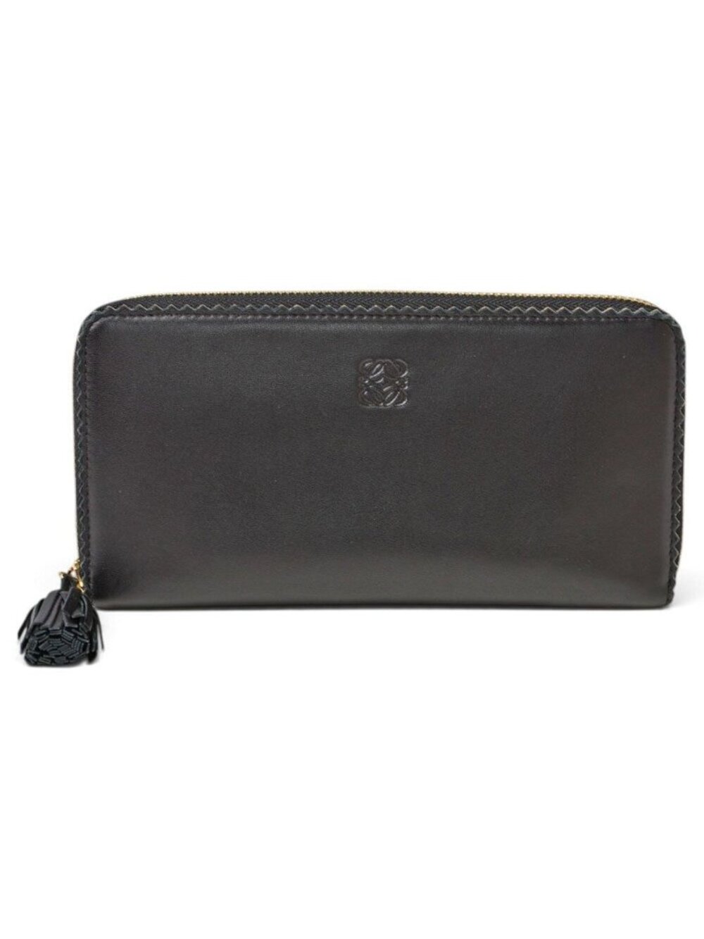 Loewe Wallet Vintage Anagram Lambskin Black Purple Tassel